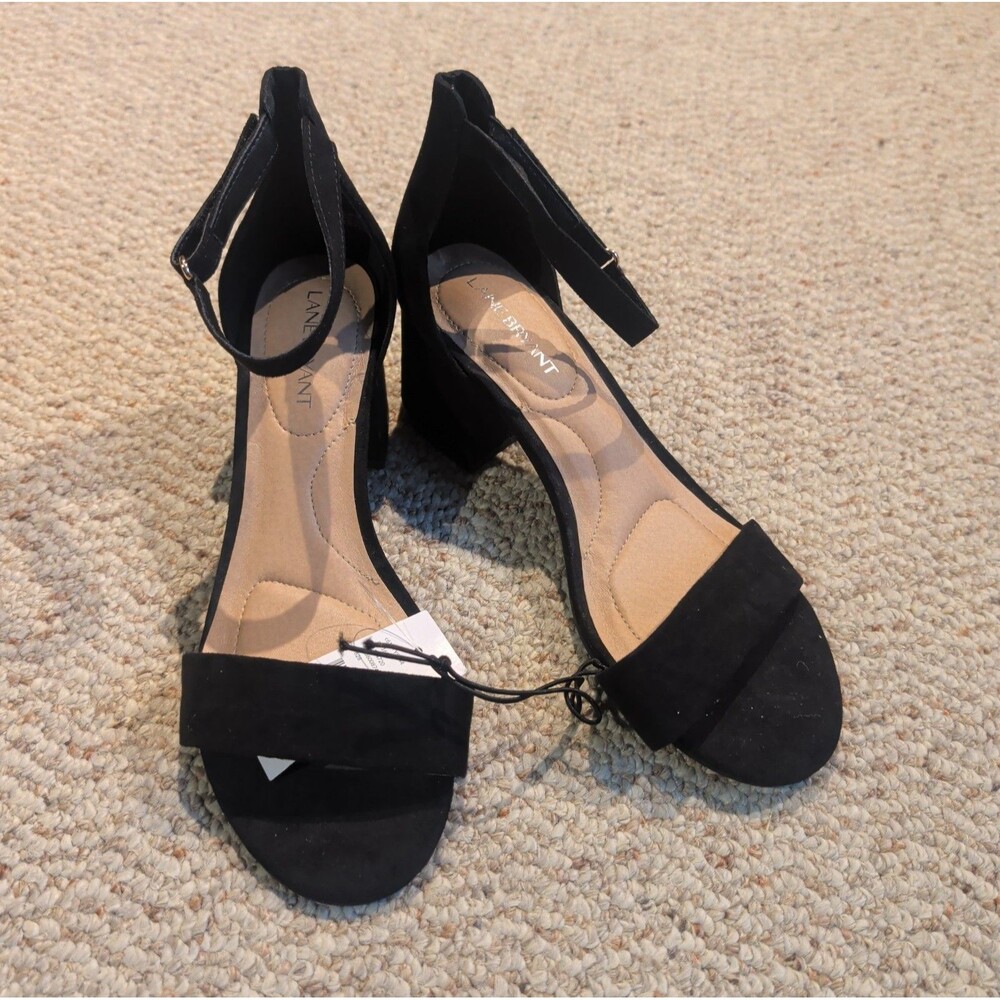 Lane Bryant Dream Cloud Block Heel Ankle Strap Sandals Womens 8W Black